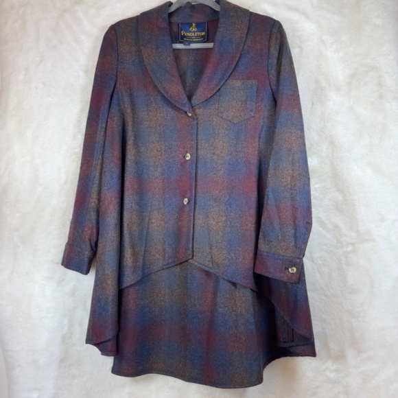 A0092 PANDLETON OPENING CEREMONY PLAID CAPE /JACKET/LIGHT WOOL COAT M - Picture 3 of 11